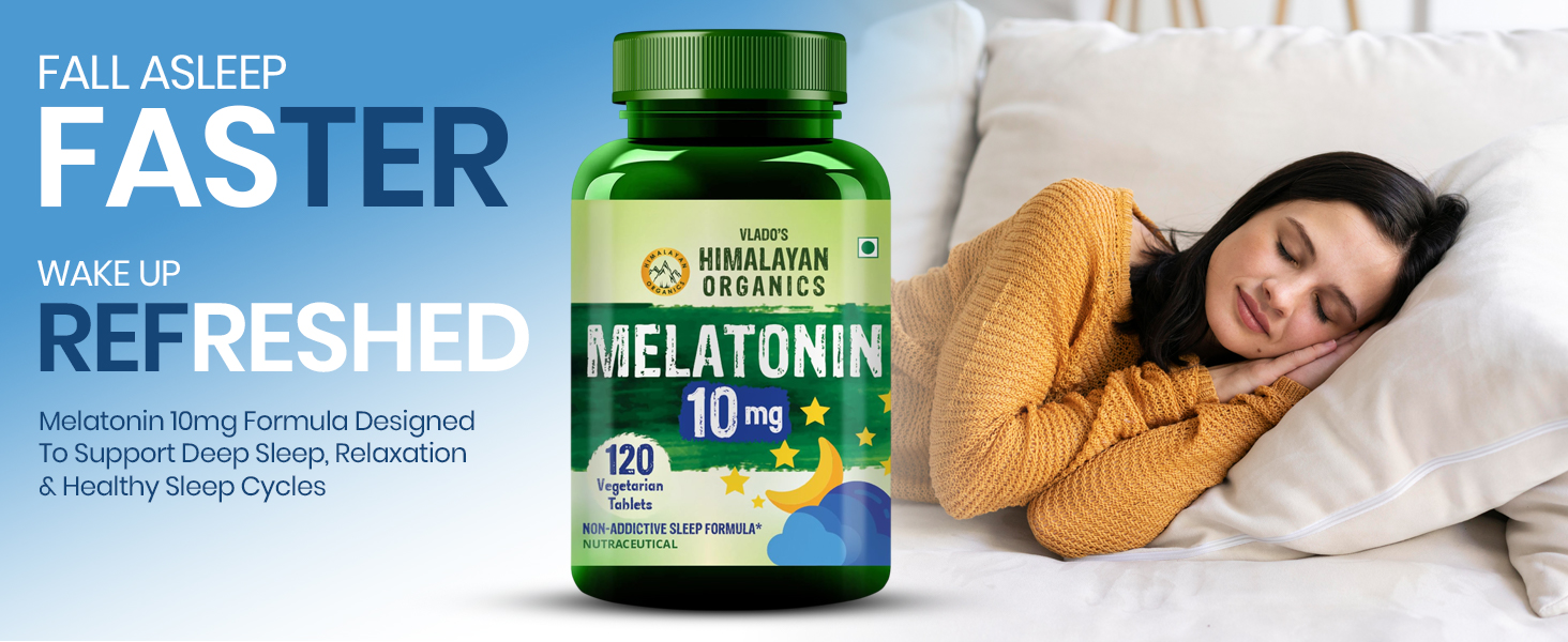 Vlado's Himalayan Organics Melatonin 10mg Sleep Tablets – Sleeping Pills - Melatonin for Deep Sleep, Restful Nights, and Effective Sleep DoseI Non-Habit Forming | for Women & Men – 10 Tablets