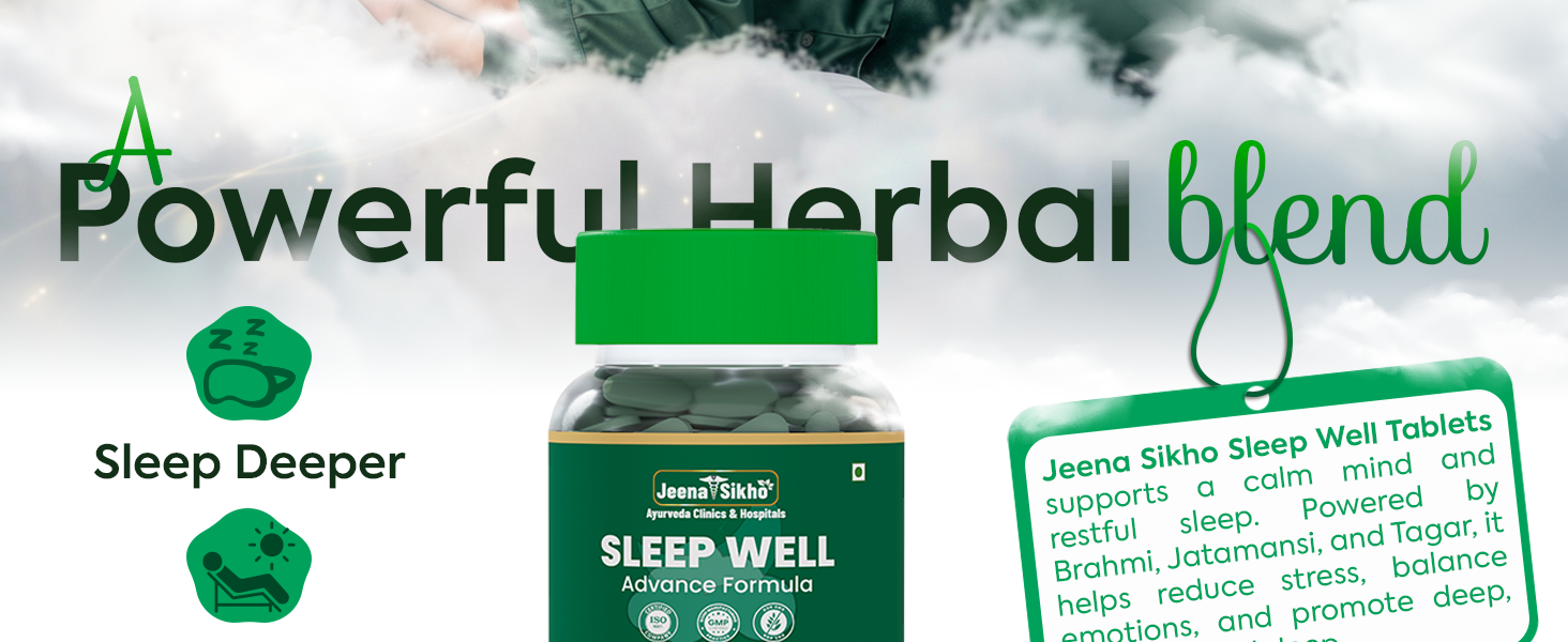 Jeena Sikho Sleep Well | Herbal Sleep Formula | With Brahmi, Jatamansi and Tagar Extracts plus Melatonin | Helps Reduce Stress | Improve Sleep