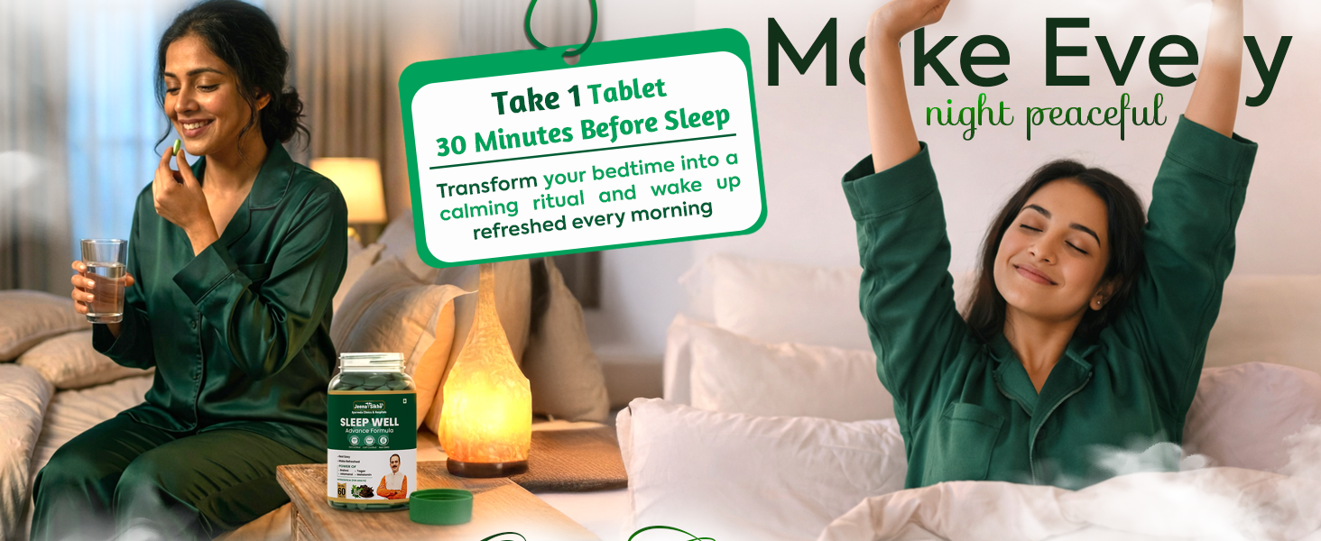 Jeena Sikho Sleep Well | Herbal Sleep Formula | With Brahmi, Jatamansi and Tagar Extracts plus Melatonin | Helps Reduce Stress | Improve Sleep
