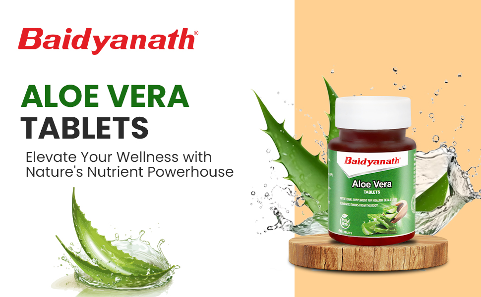 Baidyanath Ayurved Aloe Vera 60 Tablets | Nutritional Supplement For Healthy Skin And Liver | Eliminates Toxins And Boosts Immune System