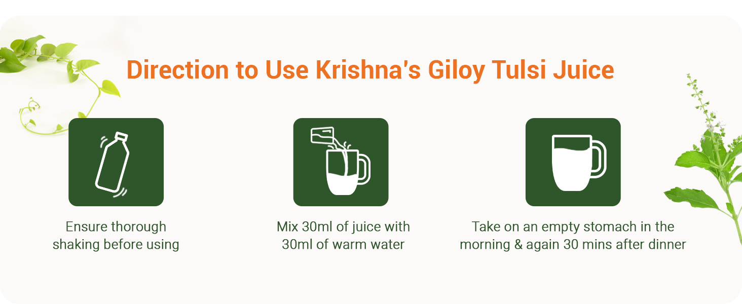 Krishna's Giloy Tulsi Juice, Enriched With Goodness of Giloy & Tulsi, No Artificial Colors or Flavours & Gluten Free - 1000 ml (Pack of 1)