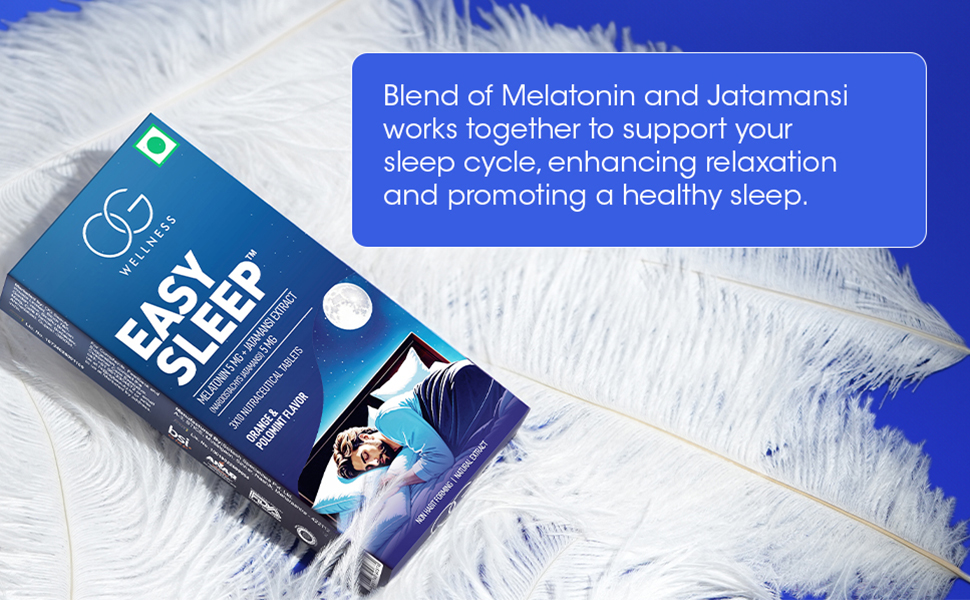 OG WELLNESS Easy Sleep – Melatonin 5mg with Jatamansi Extract | Natural Sleep Aid Chew Mints | Non-Habit Forming | Orange & Polomint Flavor | 30 Mints for Relaxation & Deep Rest