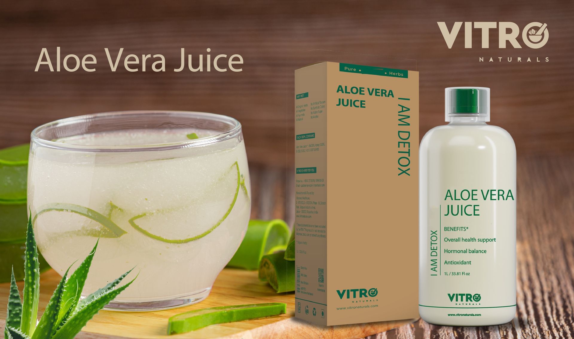 Vitro Aloe Vera Juice 1L | Supports Skin Glow, Digestion & Weight Management | Traditional Recipe for Constipation & Immunity | No Added Sugar