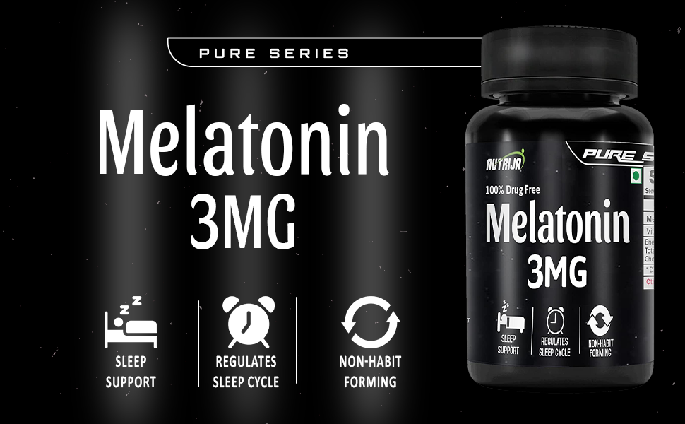 NutriJa Melatonin 3 MG Capsules for Sleep Support | Supports Sleep Cycle & Nighttime Routine | Non-Habit Forming Supplement | 60 Capsules