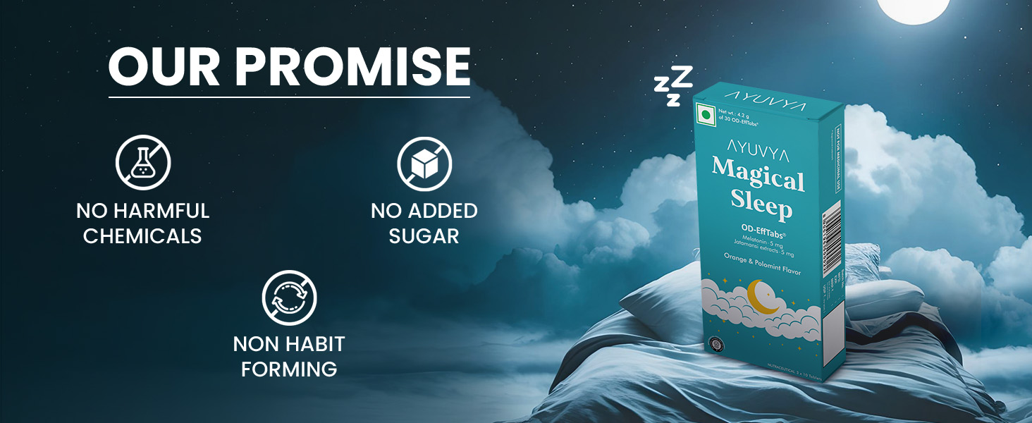 Ayuvya Magical Sleep Support Melatonin Effervescent Pills - Natural Sleep | Night Time Sleep Aid & For Morning Energy | As Seen on Shark Tank