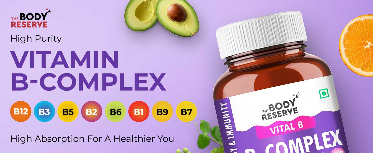 The Body Reserve Vitamin B Complex Tablets- 120 Veg Tablets 100% Rda Of Vitamin B1, B2, B3, B5, B6, B7, B9 & B12, Vitamin B Complex Supplements For Women & Men (4 Months Supply Pack)