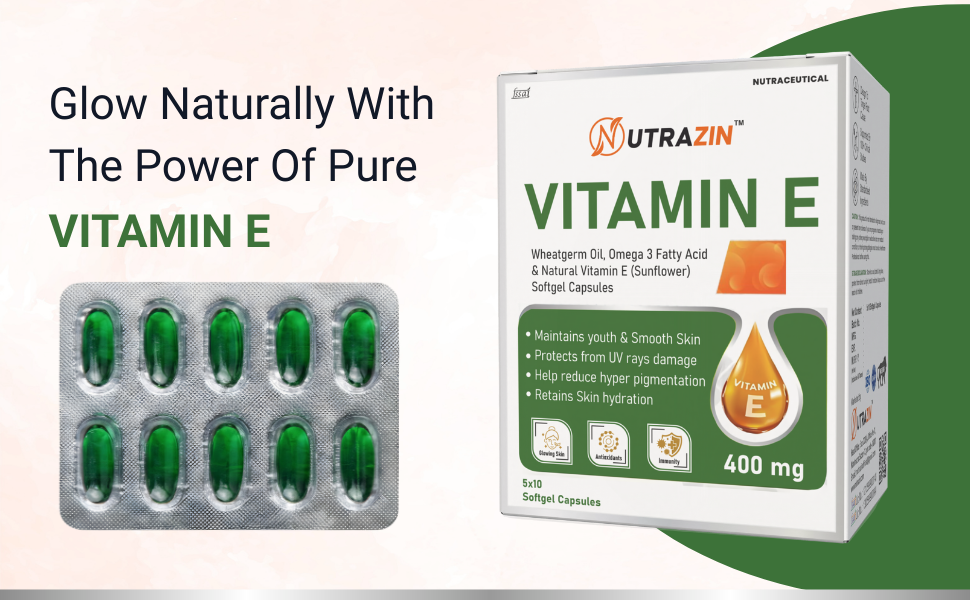 Vitamin E 400 mg Capsules with Wheatgerm Oil & Omega 3 | Vitamin E Capsules for Face and Hair (100 Capsules)