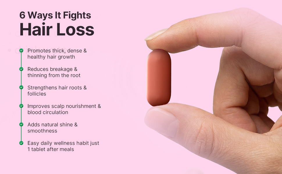 BERKOWITS Grow Nutrition For Dense & Strong Hair | Biotin, Folic Acid and Grape Seed Extract | For Both Male and Female (60 Tablet)