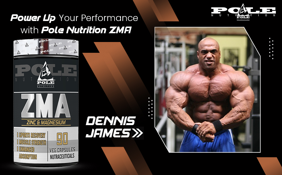 Pole Nutrition ZMA - Zinc & Magnesium Supplement for Enhanced Muscle Strength & Recovery - 90 Veg Capsules
