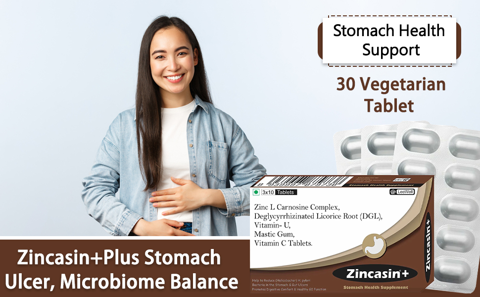 Zincasin +Plus (LeeWell) Gastric Health Supplement, 30 Tablets