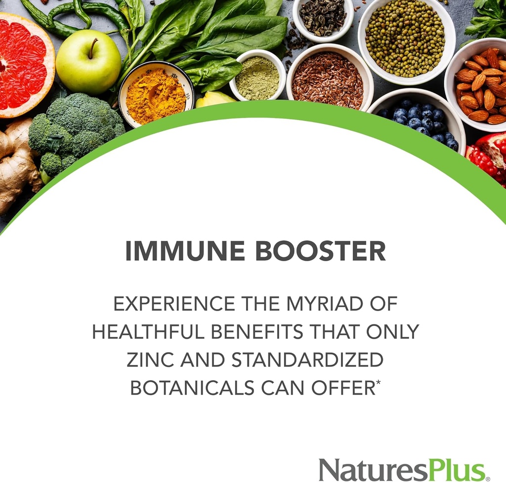 NaturesPlus Herbal Actives ImmunActin - 60 Zinc Lozenges, Pack of 2 - Wild Cherry Flavor - Supports Immune Health - with Echinacea, Elderberry & Olive Leaf - Gluten Free - 120 Total Servings 4