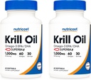 Nutricost Krill Oil 1000mg; 60 Liquid Softgels (2 Bottles) - Omega-3 EPA-DHA 2