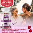 Made in USA 90 Iron Gummies For Women Anemia - Vegan, Gluten Free & Immune Support Iron Supplement Gummies (Grape) - Chewable Iron Gummies for Men - Kids iron Gummies for Kids with Vitamin C, A & Zinc 3