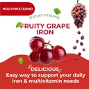 Made in USA 90 Iron Gummies For Women Anemia - Vegan, Gluten Free & Immune Support Iron Supplement Gummies (Grape) - Chewable Iron Gummies for Men - Kids iron Gummies for Kids with Vitamin C, A & Zinc 6