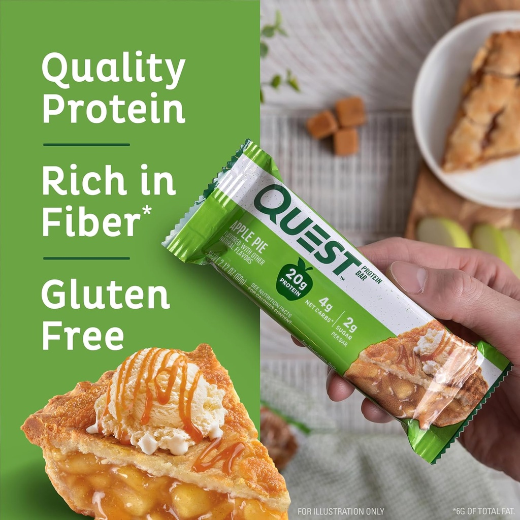 Quest Nutrition Apple Pie Protein Bar, 20g Protein, 4g Net Carbs, 2g Sugar, Gluten Free, Keto Friendly, 12 Count 4