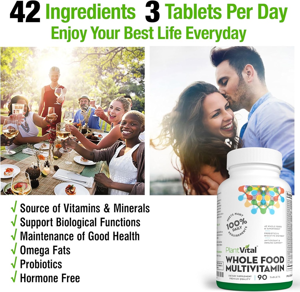 Plantvital Whole Food Multivitamin - Multivitamins with 42 Superfoods Raw Veggies and Fruits Vitamins Earth Energy Fruits and Veggies Supplement Pure Fruit and Vegetable Supplements - 90 Tablets 3