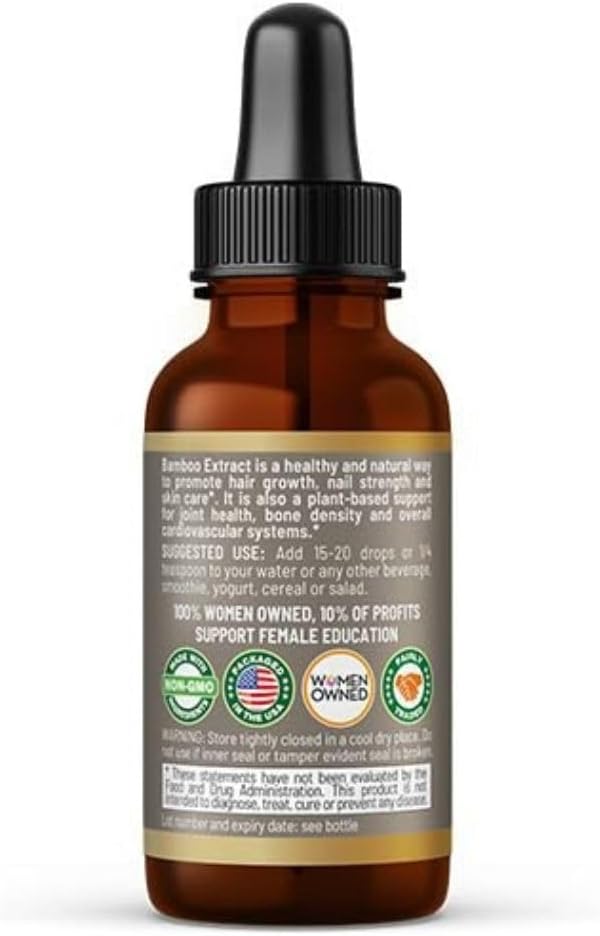 Hair Growth Plus 1oz - Bamboo Hair Product for Women and Men for Hair Growth with Collagen Supplements, Keratin - Hair Skin and Nails Vitamins for all Hair Types -1 Bottle 4