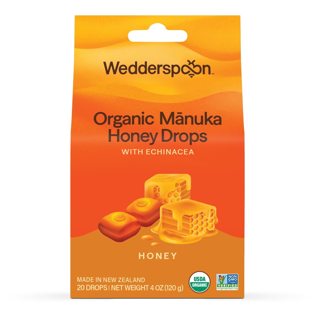 Svadobná lyžička Organické Manuka med kvapky, med a Echinacea, 20 gróf (Pack of 1) 