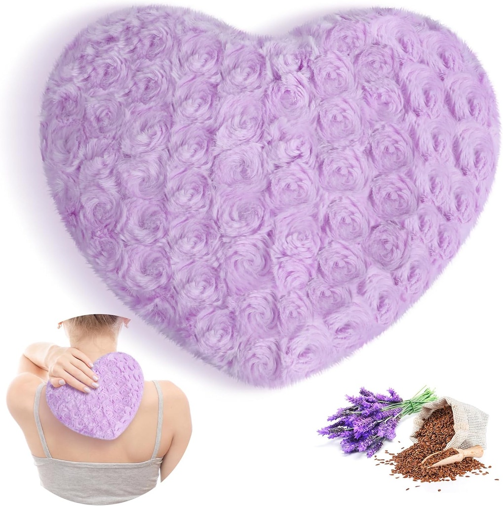 Atsuwell Mikrovlnný Vykurovací Pad, Teplý Kompresný Moist Kúrenie Pack, Vôňa Levanduľa Hoď Pillow a ľanové semeno Fluffy Mikrovlnná rúra Tepelný Pad pre kĺby, krku, chrbta, svalovina, Fialové