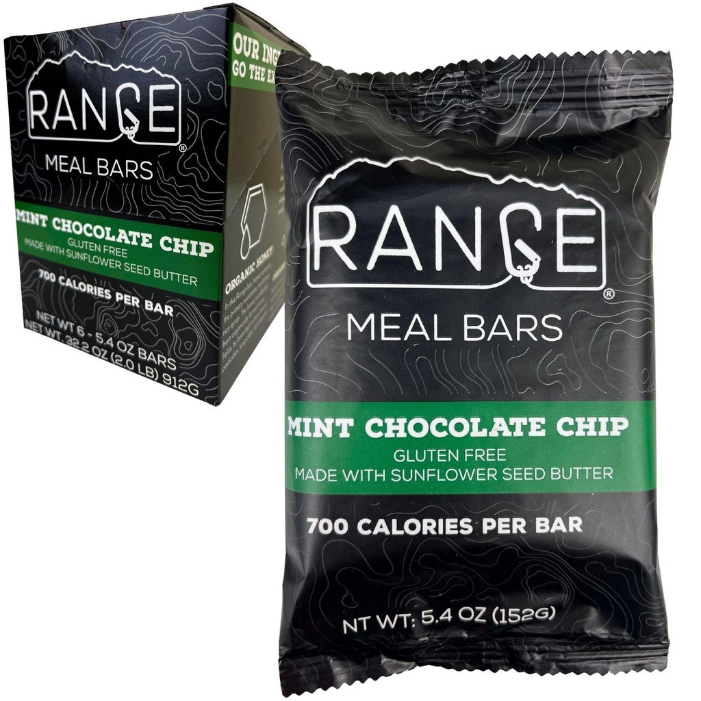 Bar Range Meal - Náhradné tyčinky s vysokým obsahom kalórií - bezlepkové tyčinky - Backpacking Meals - 6 pack (Mint Chocolate Chip)