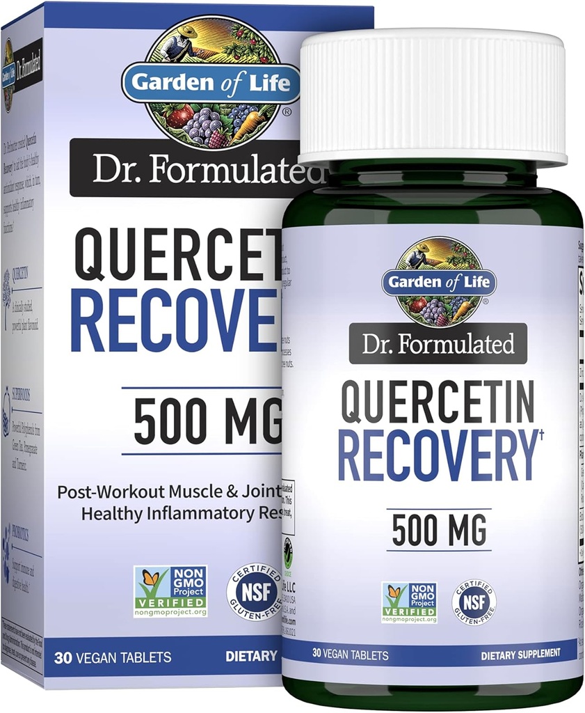 Garden of Life Quercetin Post Workout Recovery with Zinc, Turmeric & Green Tea – Dr Formulated – Healthy Inflammatory Response & Joint Support - Gluten Free and Non GMO – 30 Tablets