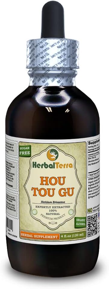 HOU TOU Gu (Hericium Erinaceus) Tinktúra, sušený tekutý extrakt z huby Huby (názov rastliny: bylinný terasa, hrdo vyrobené v USA) 4 fl.oz (120 ml)