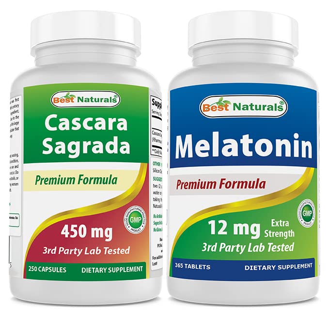 Najlepšie prírodné Cascara Sagrada 450 mg & Melatonin 12 mg