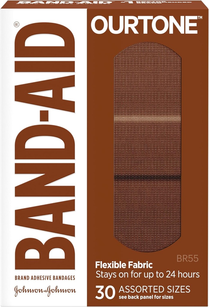 Band-Aid Značka Naše tón adhezívne pásy, Flexibilná ochrana a starostlivosť o menšie rezy a šrapne, Quilt-Aid Pad pre bolestivé rany, BR55, Rôzne veľkosti, 30 ct