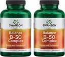 Swanson B-50 B-komplex - B vitamínový komplex s vysokou potenciou a biodostupnosťou - podporuje podporu imunitného systému, pomáha zdravie srdca a podporuje zdravý nervový systém - (250 kapsúl) (2 balenia)