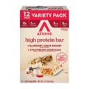 Atkins Blueberry Greek Yogart & Strawberry Shortcake High Protein Bar, High Fiber, Keto Friendly, 12 Count (6 Bary Každá chuť)