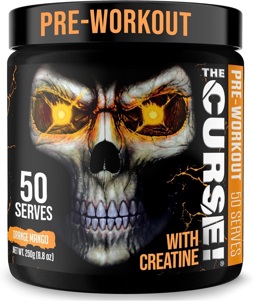 JNX ŠPORTS kliatba! Pre Cvičenie Powder pre mužov a ženy, kofeín, Beta-Alanine, Kreatín, L-Citrulín, 50 Servings, Orange Mango Flavor 