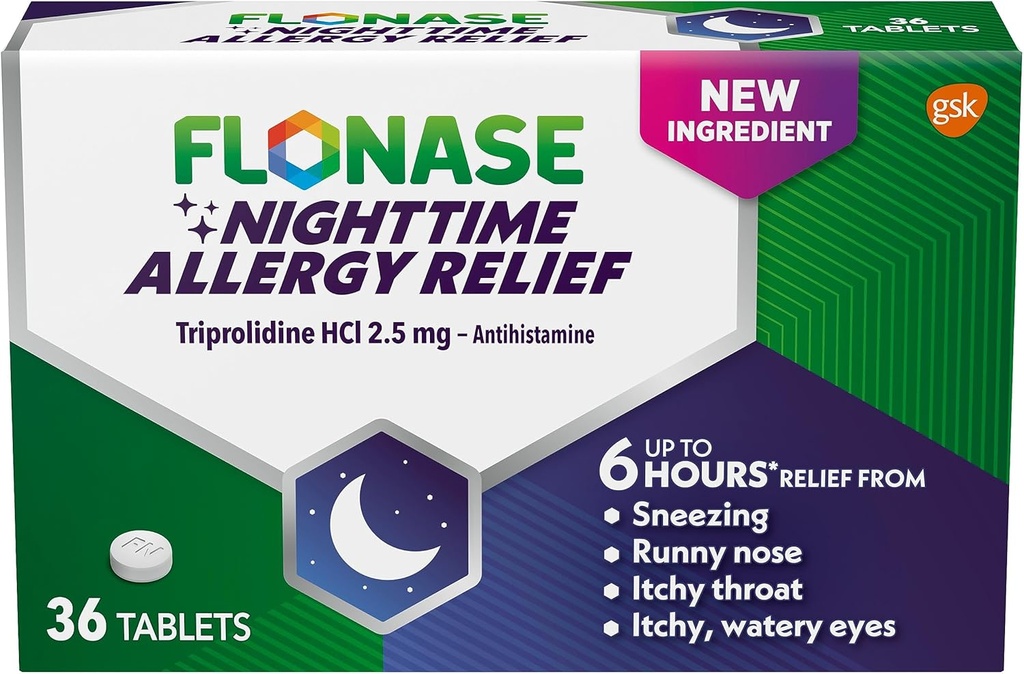 Flonase Nighttime Alergy Relief Tablety, Až 6 Hodín alergie - 36 Obalené tablety