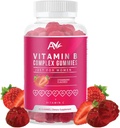 Avilan vitamín B komplex Len pre ženy Vegan Gummies s vitamínom B12, B7 (Biotín), B6, B3 (Niacín), B5, B6, B8, B9 (Folát), Energetika a zdravý imunitný systém (1 balenie)