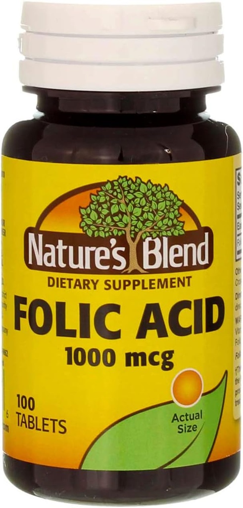 Príroda a zmes Kyselina listová 1000mcg Tablety 100 Počet (4 balenia)