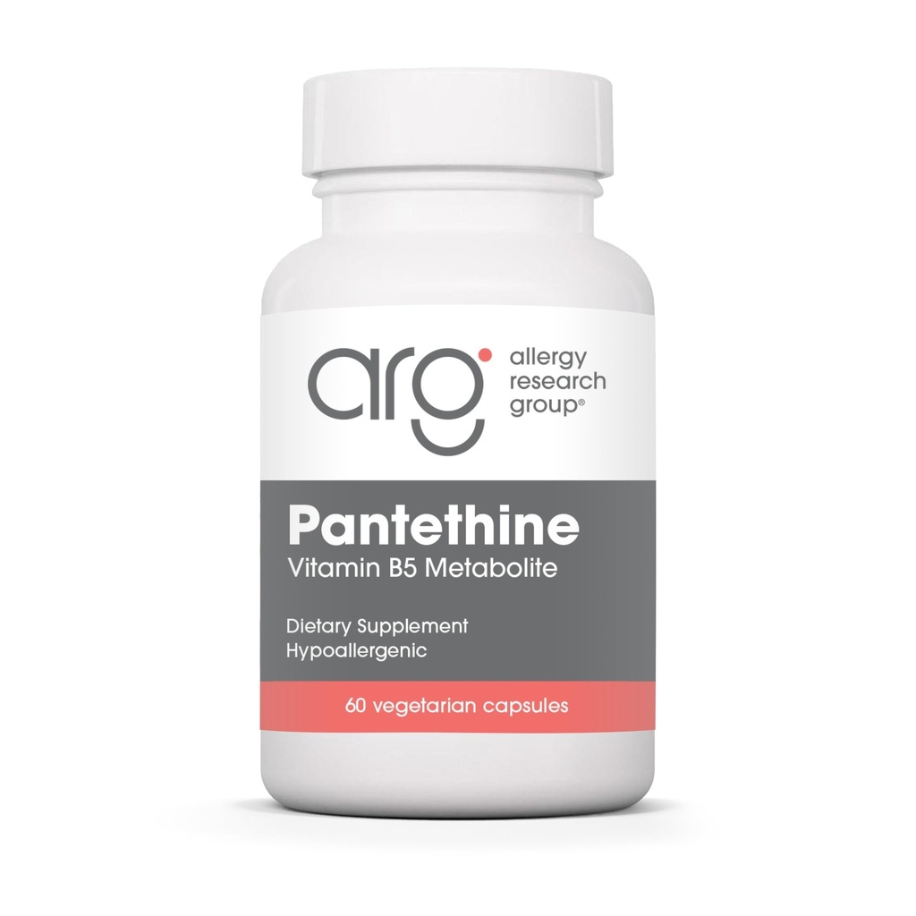 Alergy Research Group Pantetín doplnok - vitamín B5, kyselina pantoténová, metabolická podpora, podpora pečene, Kardiovaskulárne doplnky, Koenzým A, 660mg Vegetariánske kapsuly - 60 Počet
