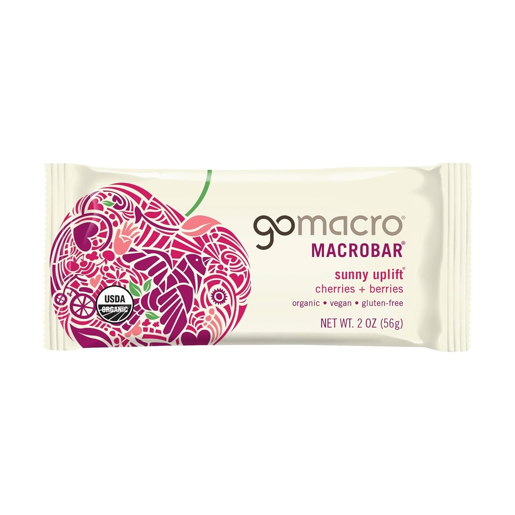 Gomacro, Bar Sunny Uplift Čerešne Organic, 2 Ounce