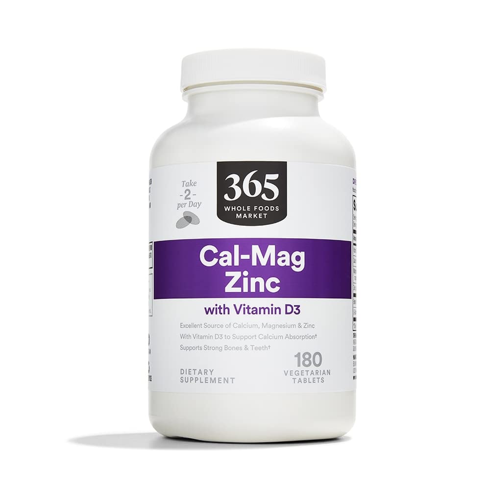 365 podľa trhu s celými potravinami, Cal-Mag-Zinc s vitamínom D3, Vegetarian, 180 Počet