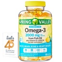 Jarné údolie Omega-3 z rybieho oleja 2000 mg pre očný mozog kosti a srdce zdravie Dietary Supplement Softgels, 120 gróf, Bundle s Luall 45 cukrovky dekódované