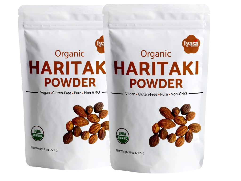 Organic Haritaki Fruit Powder Harde Harad Terminalia chebula Kadakapudi 16 Oz 453 GM 1 libra Digestion Gas Relief Healthy Bowel Funkcia Ayurveda Superfood Reselable Pouch