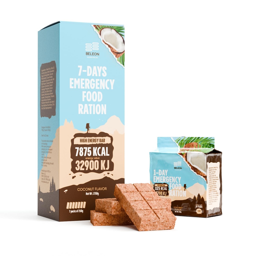 MRE Emergency Food Supply - 7-dňový kokosový sušienok Bary MRE Jedlá Vojenské 2024 Prežitie Kit - 20 rokov Čas použiteľnosti Kemping Turistika Dodávky