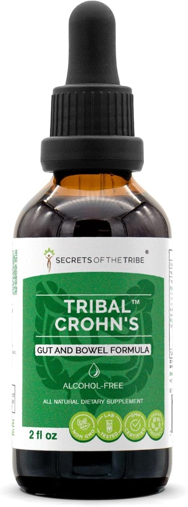 Kmeňový Crohnov bylinný extrakt bez alkoholu, Tinktúra, Glycerit Slippery Elm, petržlen, Marshmallow, Turmerica, Frankincense, Zelený čaj. Vzorec 2 pre gut a bowel