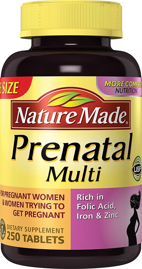 Príroda vyrobené prenatálne multi, 250 tabliet, kyselina listová + 17 prenatálne vitamíny a minerály na podporu vývoja detí a mama, vitamín D3, vápnik, železo, jód, vitamín C a viac