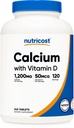Nutricost Vápnik s vitamínom D, 240 tabliet - Vápnik (1200mg) Vitamín D (50mcg) Za obsluhu - non-GMO, bez lepidla
