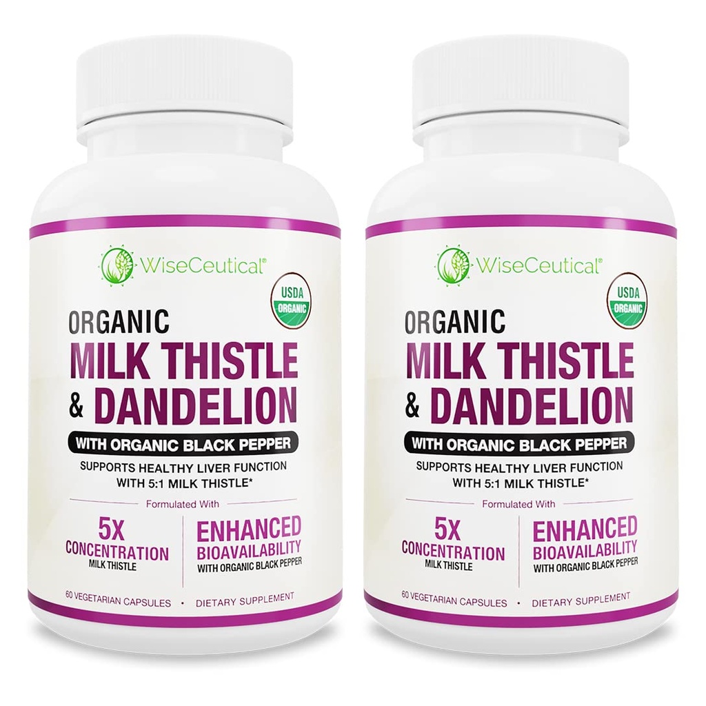 Max Absorbcia USDA Organické mlieko Thitle Potent 5:1 Koncentrovaný extrakt (2000mg Sila) & Organické púpava Root 