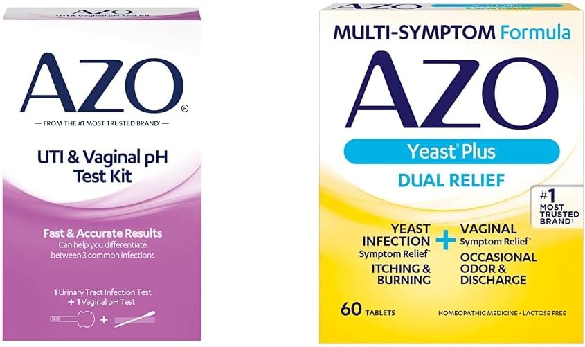 AZO test na infekciu močových ciest + Vaginálny test pH Kit + Kvapalná infekcia & Tablety na zmiernenie symptómov pošvy, počet 60