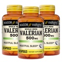 MASON NATURAL Valerian Root 500 mg, 6 mesiacov dodávky, Prírodný spánok, podporuje zdravý a pokojný spánok, bylinné doplnky, 3 balenia