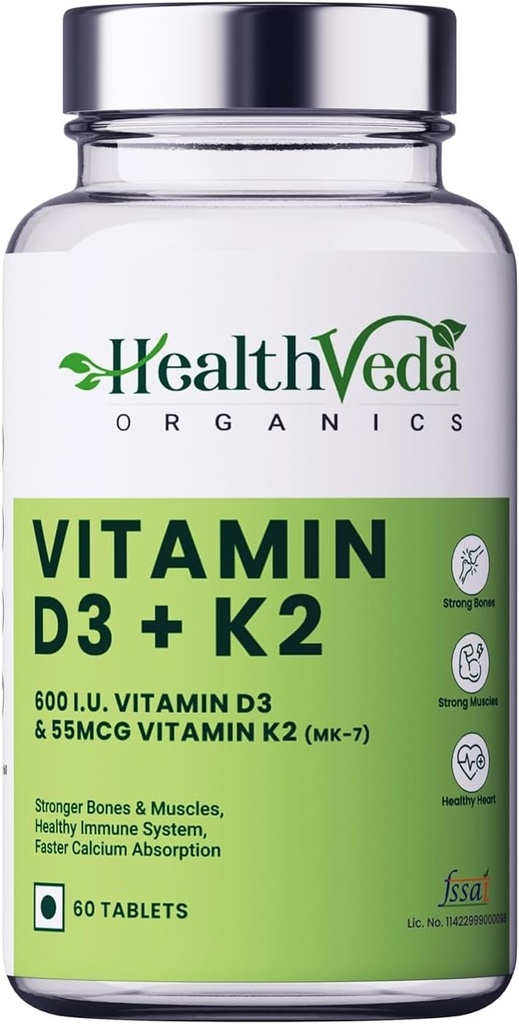 Organické látky Vitamín D3 (600 IU) + vitamín K2 ako doplnok MK7 (55mcg) 