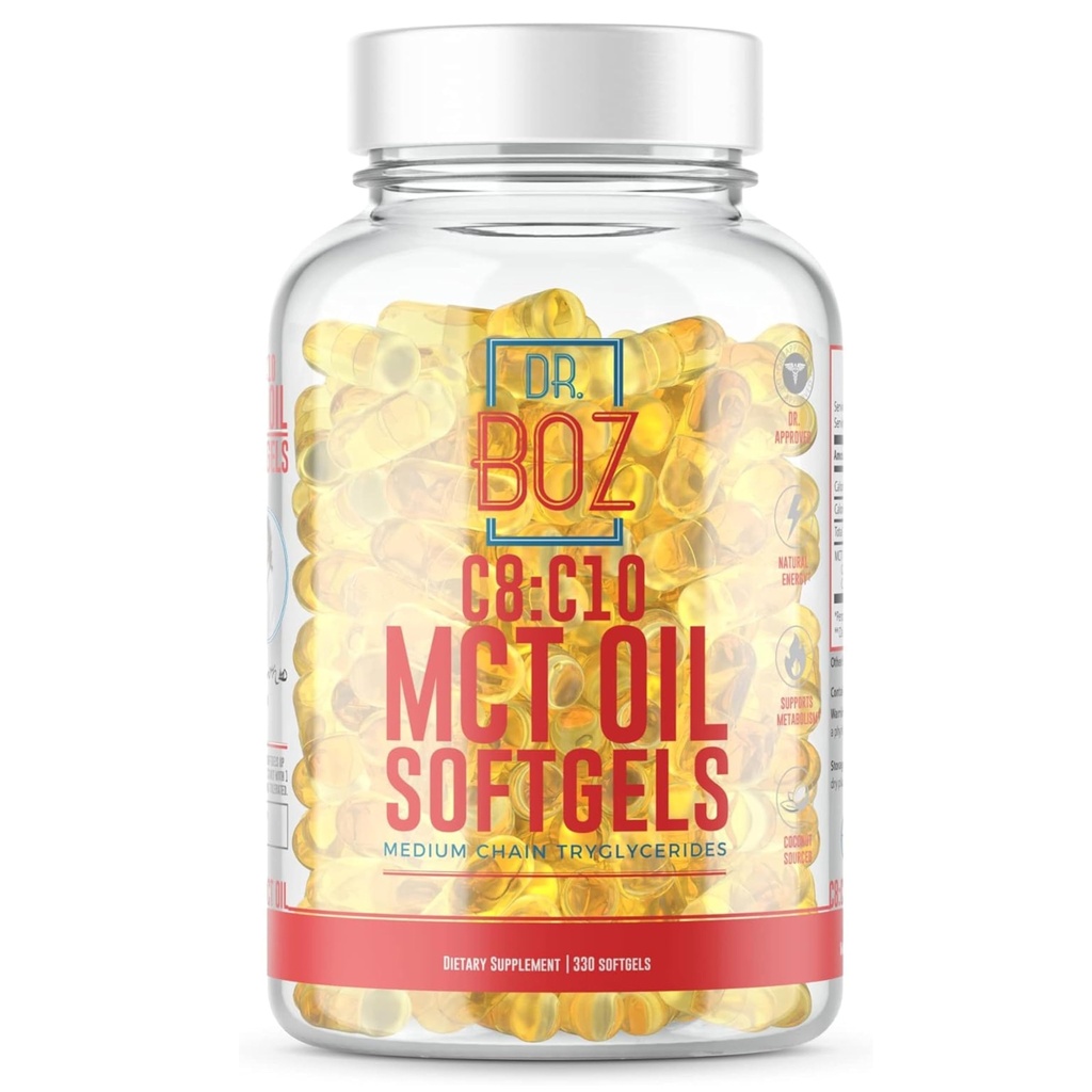 Dr. Boz - C8:C10 MCT Oil Supplement (330 Softgels) - Lekár Schválený - Prírodná energia, Manažment hmotnosti, & Mental Focus - Zvýšenie ketónov - vyrobené z čistého kokosového oleja - Vyrobené v USA - Self Care