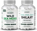 Organics Ocean Wild Sea Moss Kapsule a One-per-day Shilajit od Muži a ženy - 100% Irish Sea Moss a Pure Shilajit Kapsule - Podpora štítnej žľazy pre ženy a mužov