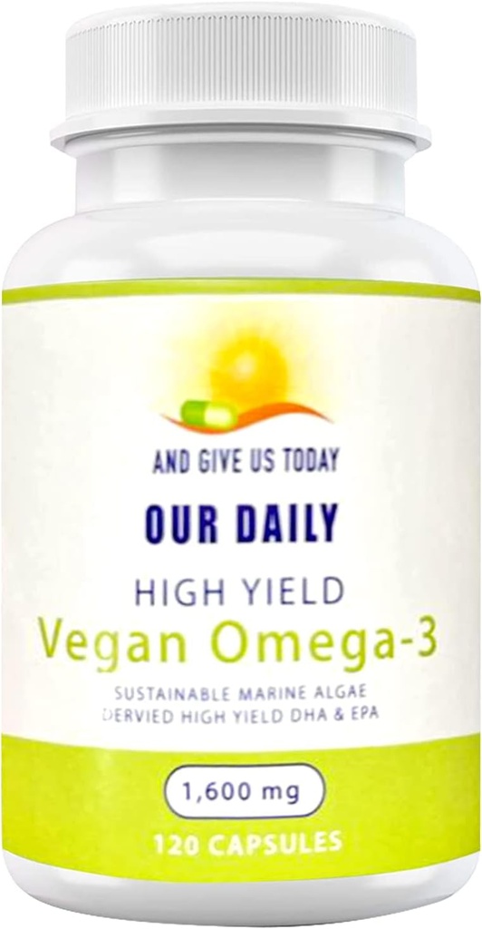 Naše denné Vites Vegan Omega-3 doplnok - Morské riasy Zdroj pre DHA & EPA mastné kyseliny - Rastlinný rybí olej Alternatíva - Carragenan Free Softgels for Eye Health & Optimal Wellness
